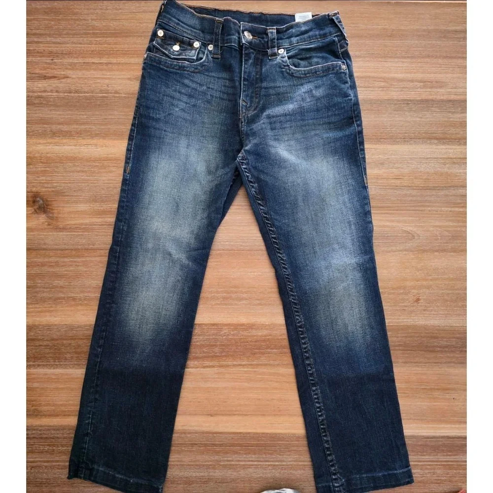 True Religion Jeans Men Sz 31 Blue Ricky Relaxed Straight Washed 5 Pocket Modern